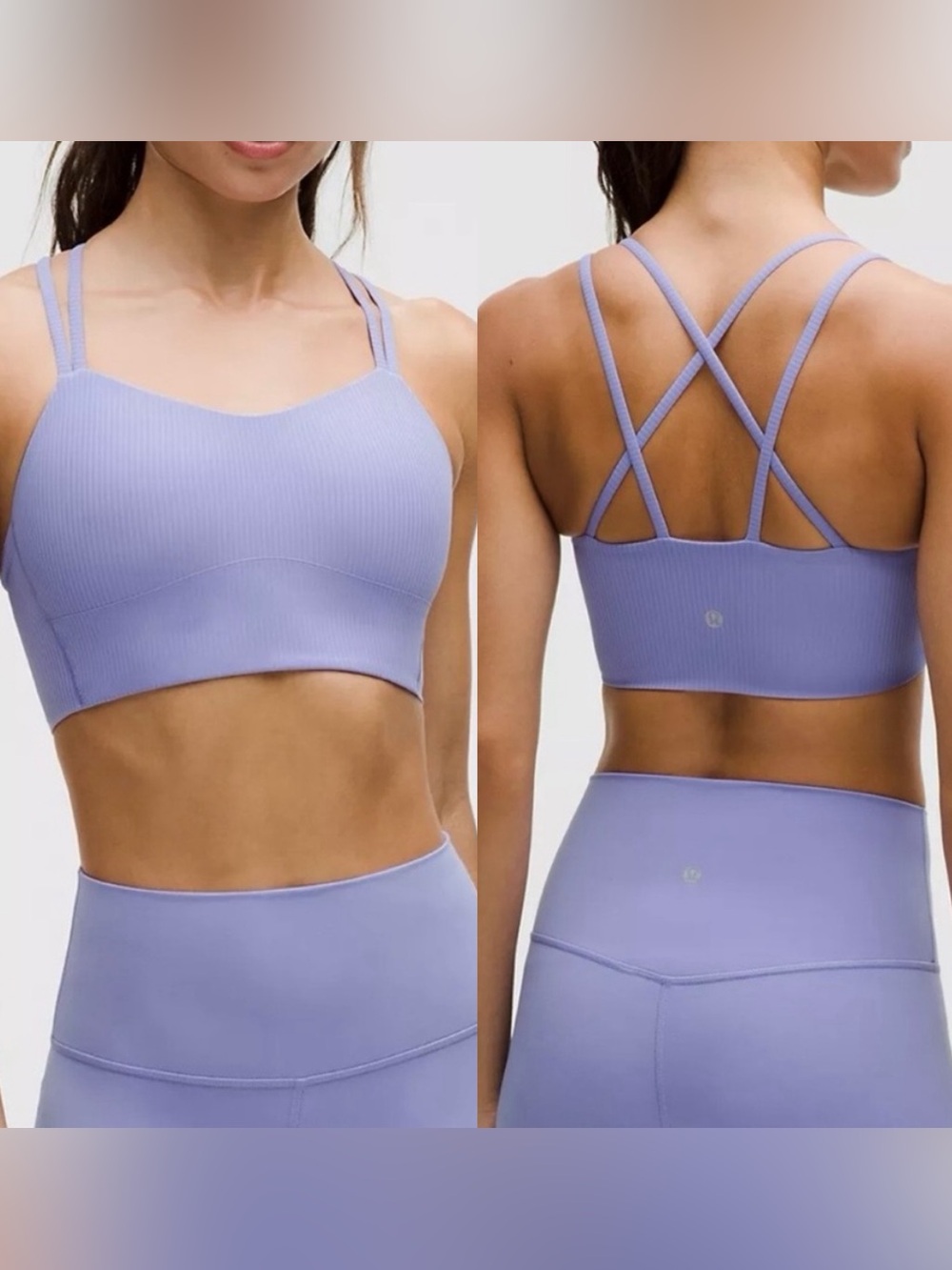 Lululemon Like A Cloud Longline Sports Bra Strappy Purple Light Support B/C Cup